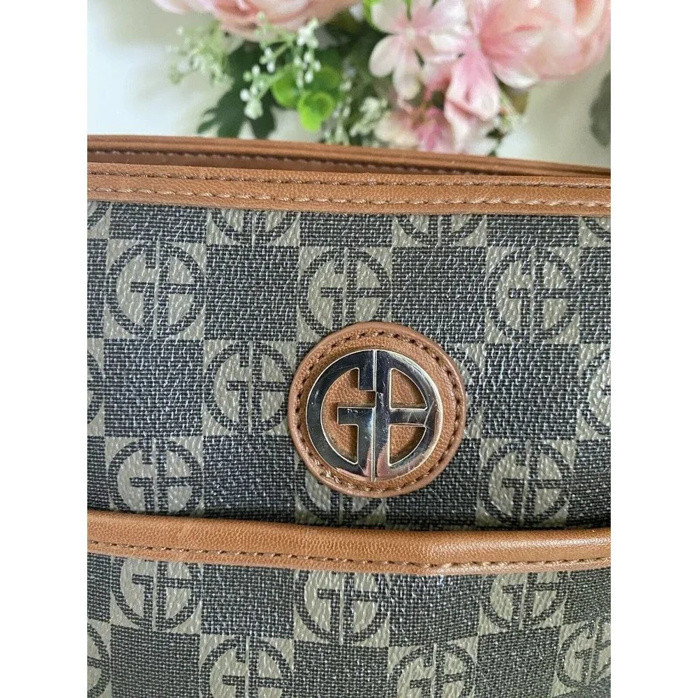 Giani Bernini Women’s Handbag Signature Satchel Jacquard Fabric Trim Vintage EUC